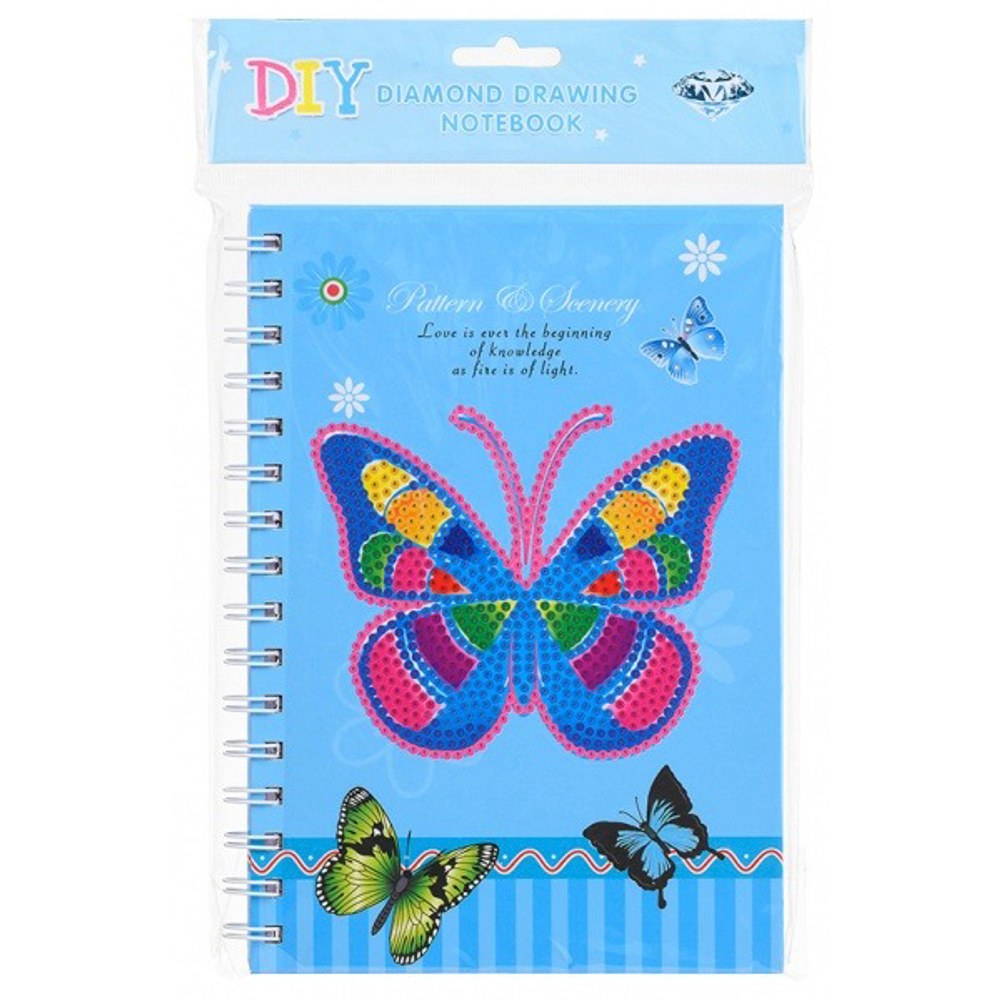 Блокнот детский Basir, формат А5, серия "Бабочка" с алмазной мозаикой, 21*14.5 см, 80 листов, ассорти