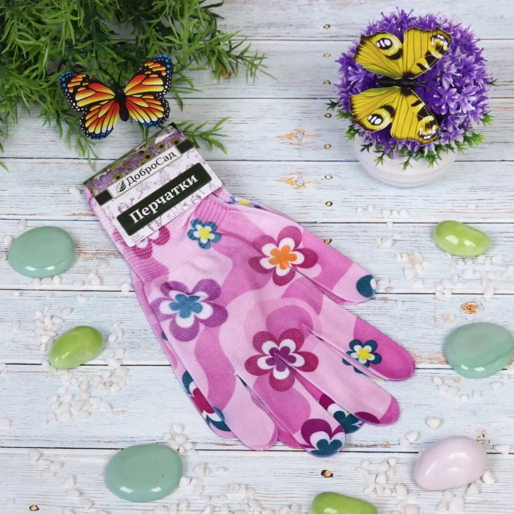 Перчатки нейлоновые «Лайт-Цветение» 8 р-р ДоброСад