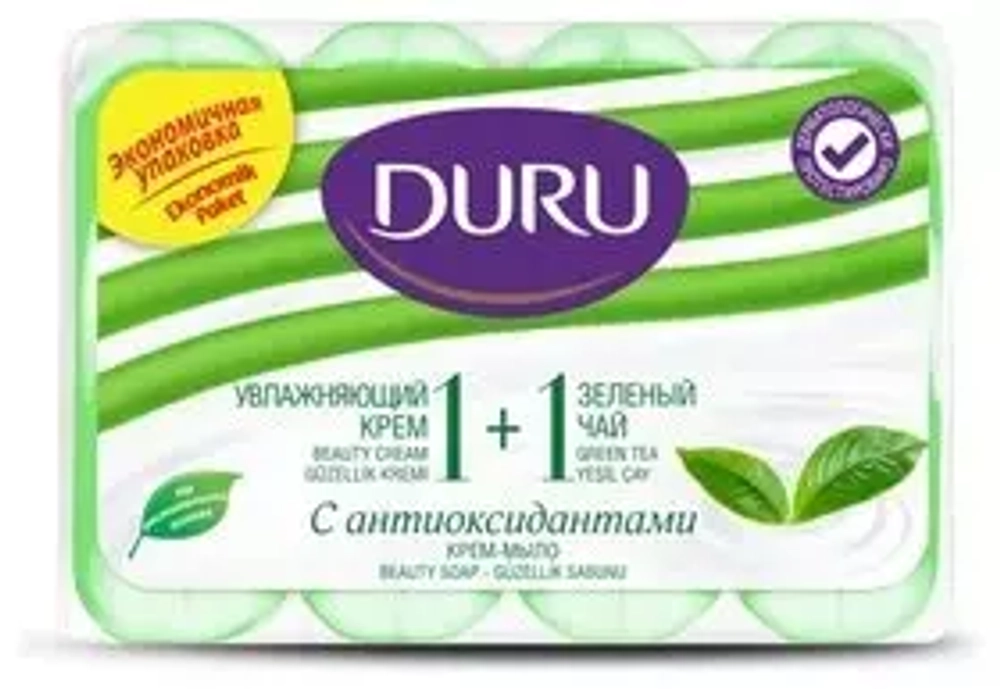 "DURU" Т/мыло Увлажняющий крем+ Зелёный чай 4х80г= 320г