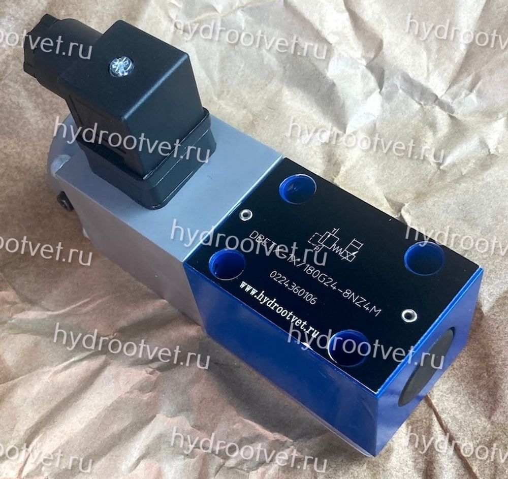 DBETX–1X/180G24–8NZ4M - Пропорциональный предохранительный клапан (расход до 1 л/мин), давление регулировки до 180 бар, сила тока на катушке 0.8 A max
