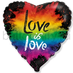 Фольгированная фигура, сердце, LOVE IS LOVE,18"/46СМ
