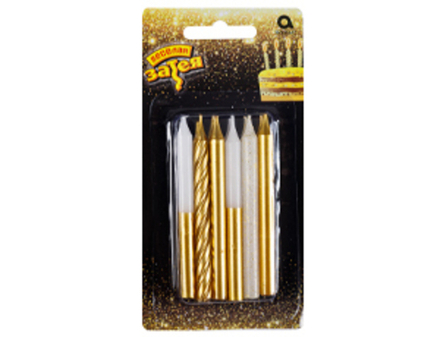 Свечи д/торта золот/бел блеск 8см 12шт/A