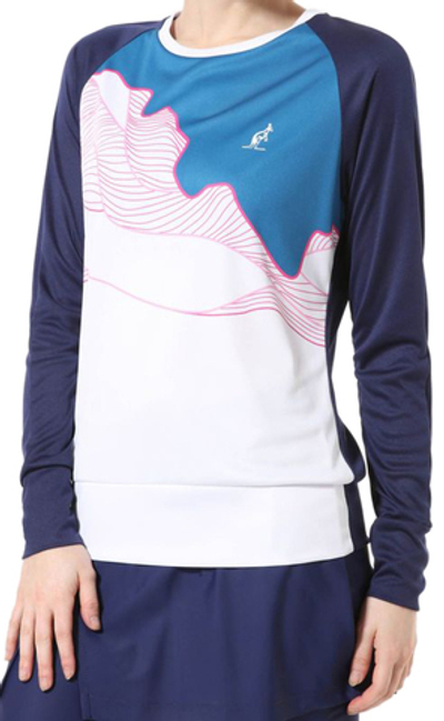 Женская теннисная футболка (dł. Рукава) Australian Ace T-Shirt Long Sleeve With Print In Front - blue cosmo