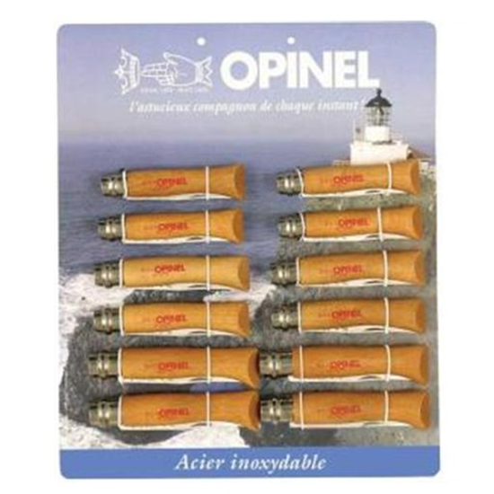 Складной нож Набор-дисплей Opinel T095 из 12 ей разных размеров из нержав стали c клинком из стали Sandvik™ 12С27, рукоять дерево (Бук)