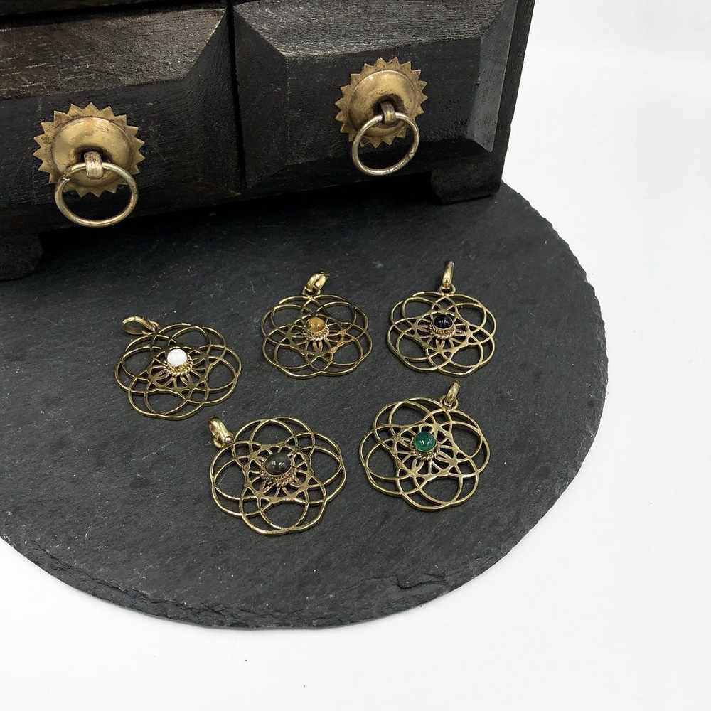 Подвеска Seed of Life черный оникс из латуни