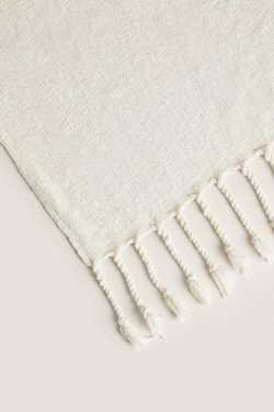 ZARA HOME ТОЛСТОЕ ОДЕЯЛО ИЗ СИНЕЛИ, ЭКРЮ