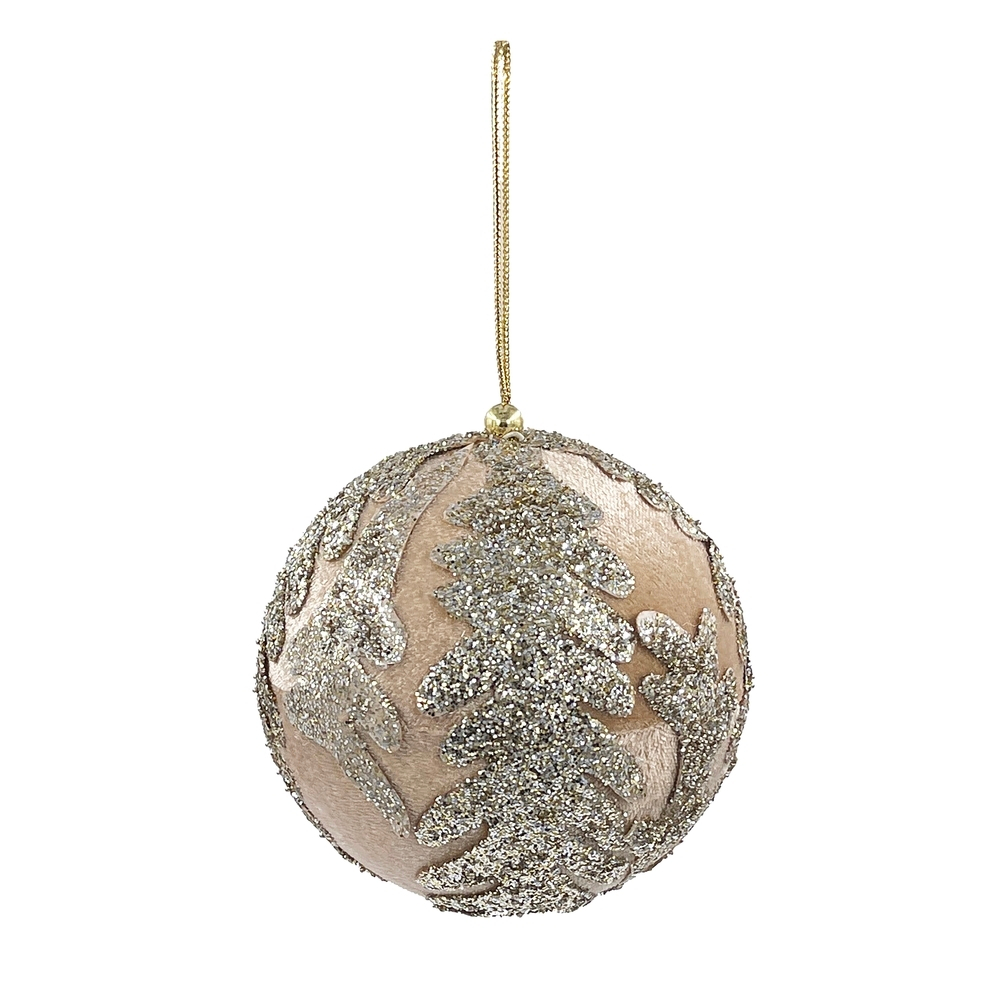 Шар 10см ChristmasDeLuxe premium collection бежевый/серебряный