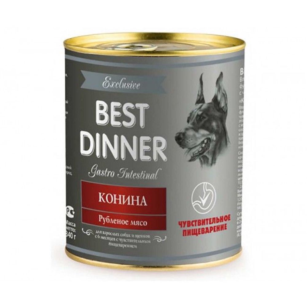 Влажный корм Best Dinner Exclusive Gastro Intestinal для собак и щенков с кониной, банка 340г