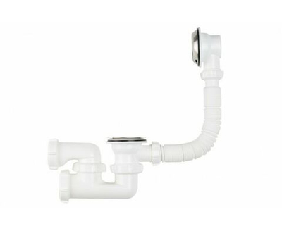 Сифон для ванны Aquant регулируемый, 1 1/2х40 дюймов, с выпуском и переливом с металлической решеткой (E210-V210)