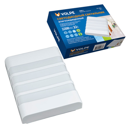 ULW-Q280 22W-4000K-S01 IP65 WHITE Светильник светодиодный влагозащищенный. Прямоугольник. Белый свет 4000K. 200x160x58 мм. Корпус белый. ТМ Volpe.