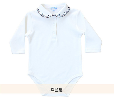 Боди детское с вышивкой на воротнике и застежкой-поло