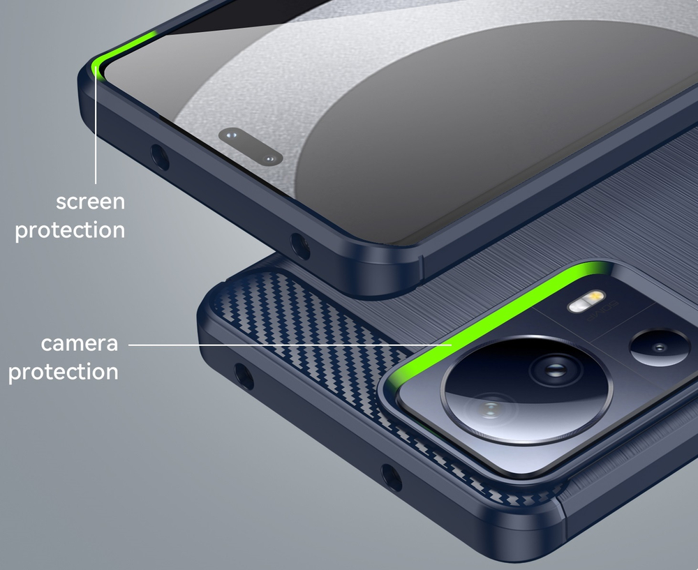 Чехол в стиле карбон синего цвета на смартфон Xiaomi 13 Lite с 2023 года, серия Carbon от Caseport