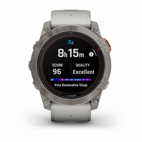 Garmin Fenix 7X Pro Sapphire Solar – титановый корпус, серо-оранжевый ремешок