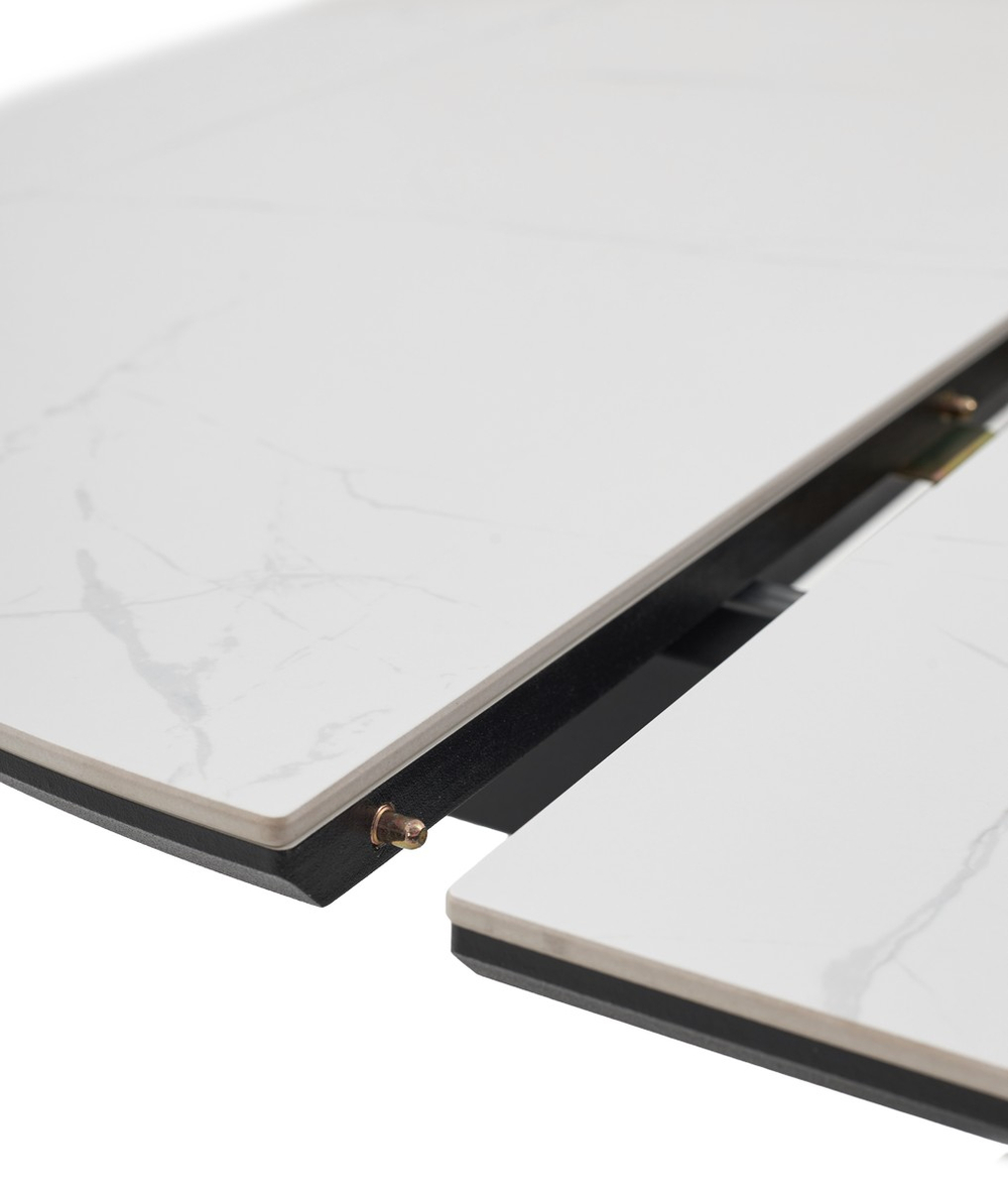Стол М-City DISAUR Бонжур 100 Белый мрамор, керамика, Черный каркас