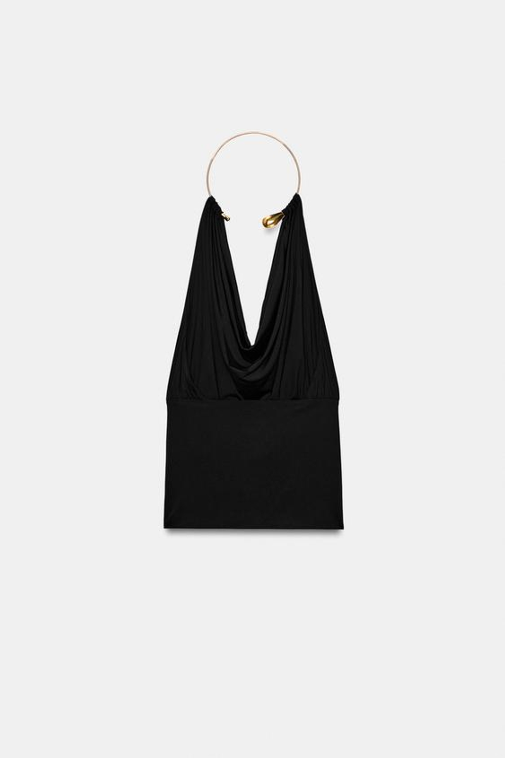 ZARA ТОП ИЗ ПОЛИАМИДА С ЧОКЕРОМ, ЧЕРНЫЙ