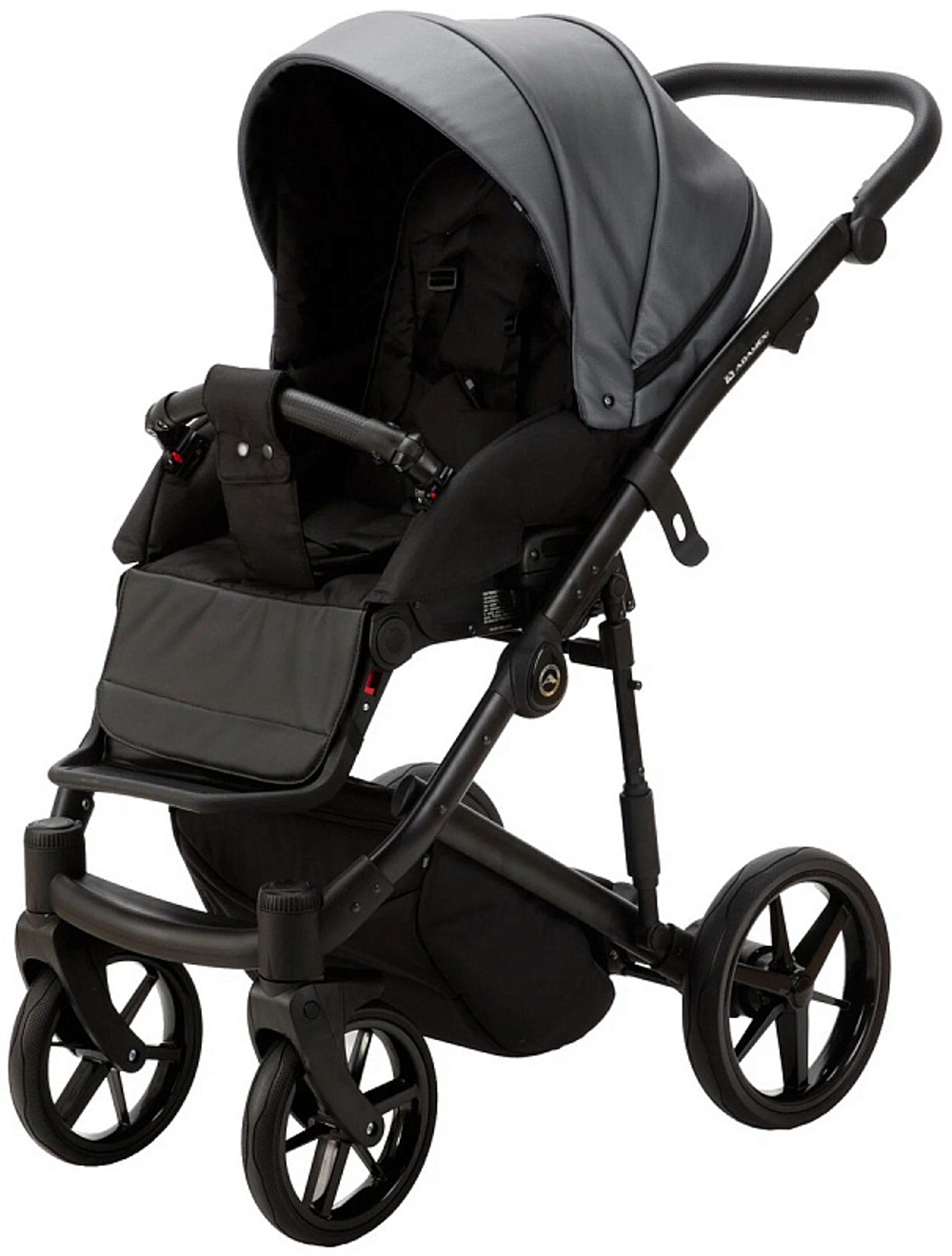 Детская коляска Adamex Mobi Deluxe 2 в 1 M-SD06 (ГРАФИТ+ЧЕРНАЯ КОЖА)