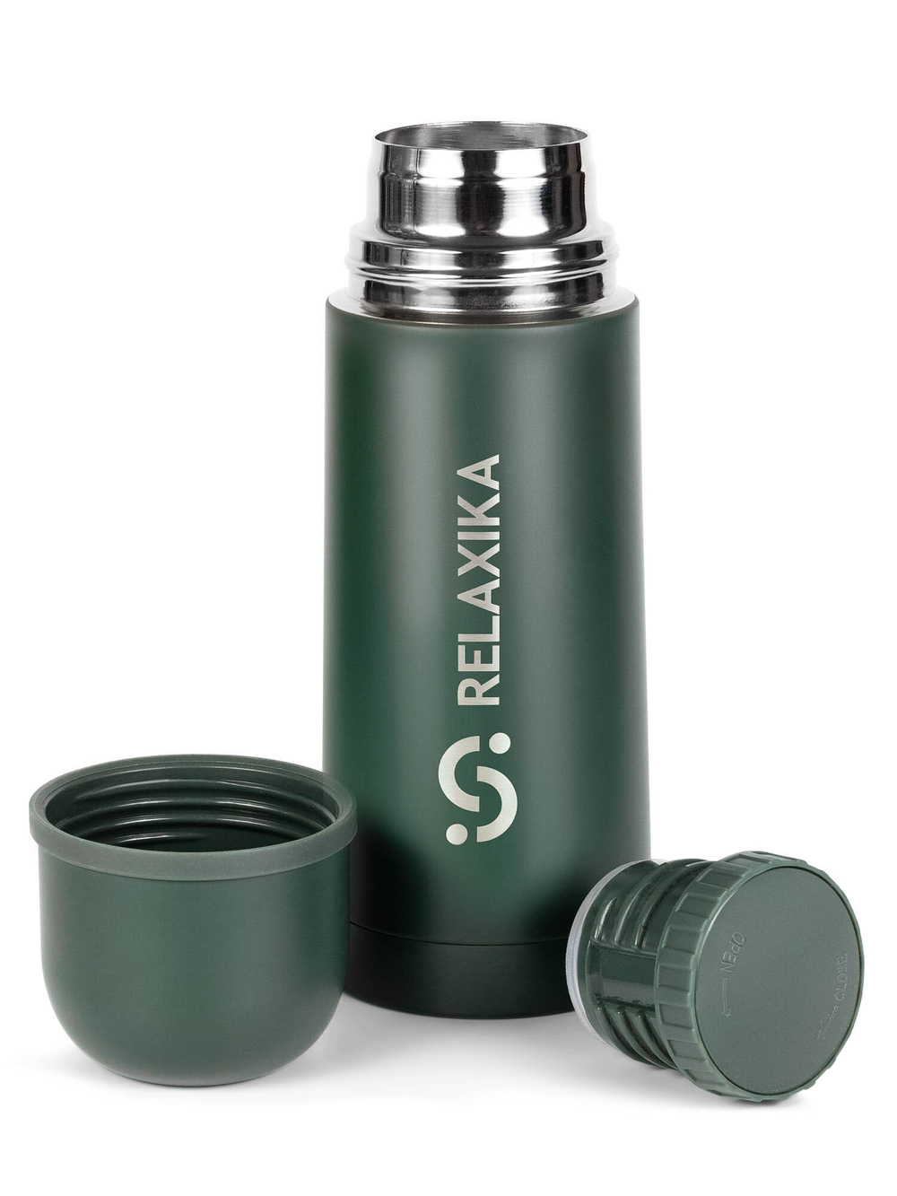 Термос Relaxika 101 (0,35 литра), хаки (стикерпак "Кемпинг")