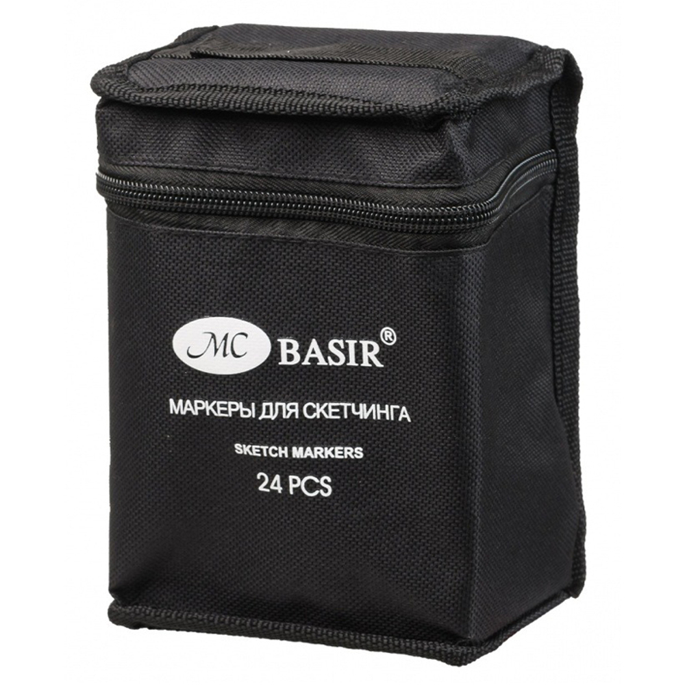 Маркер для скетчинга, двусторонние, Basir, на подставке, четырёхгранные, 14 мм, спиртовые, 24 шт