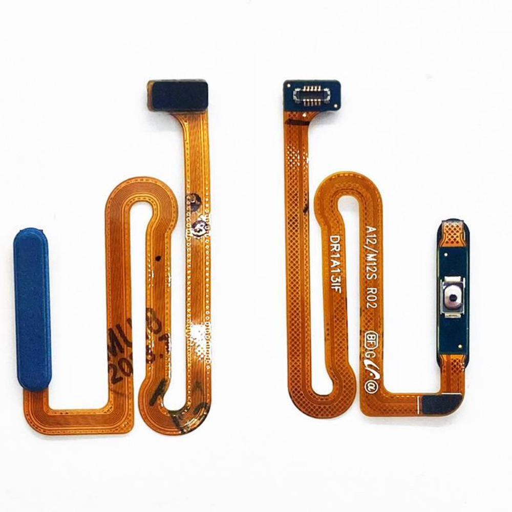 Шлейф для Samsung Galaxy M12/A12/A12 Nacho (M127F/A125F/A127F) сканер отпечатка пальца Синий