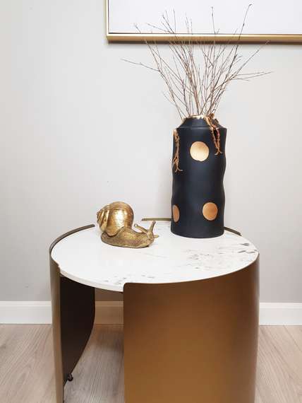 Журнальный столик Stone Antique S, Ø50х42 см, латунь, керамогранит