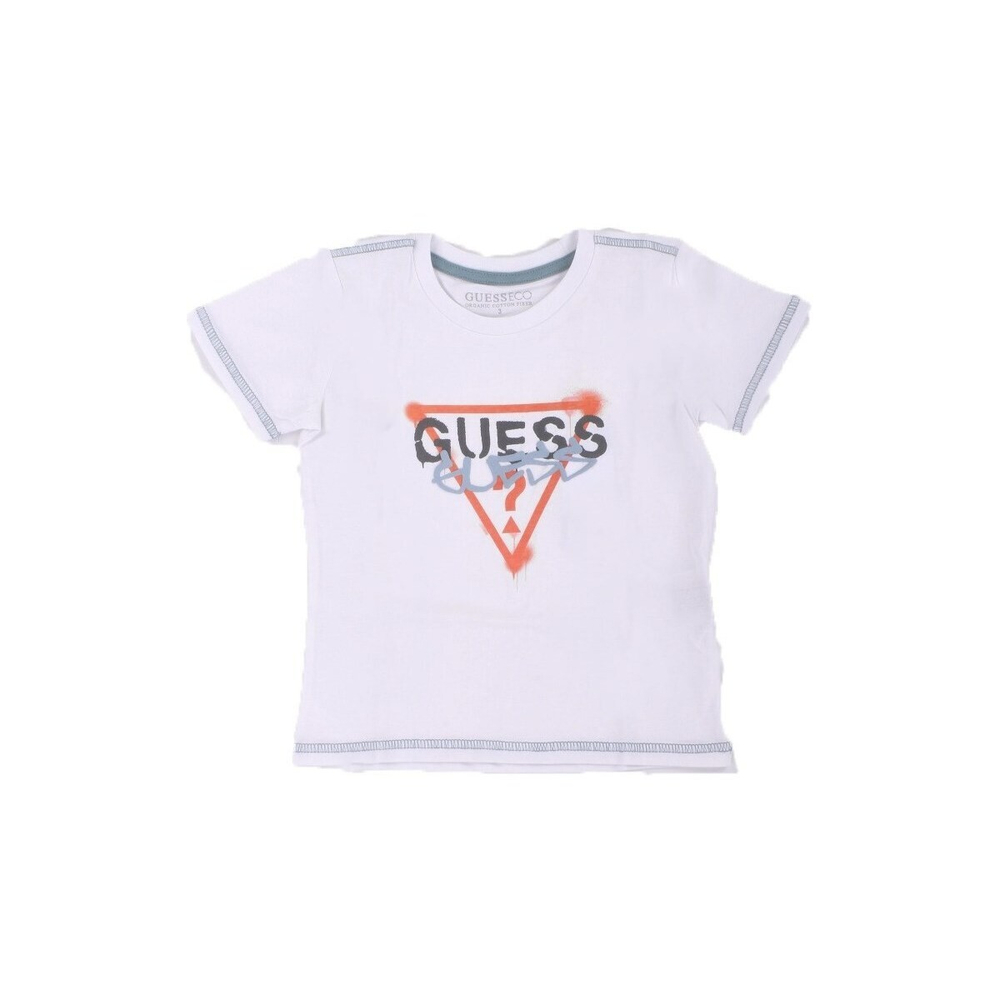 Футболка GUESS Белый/Оранжевый треугольник-логотип Мальчик