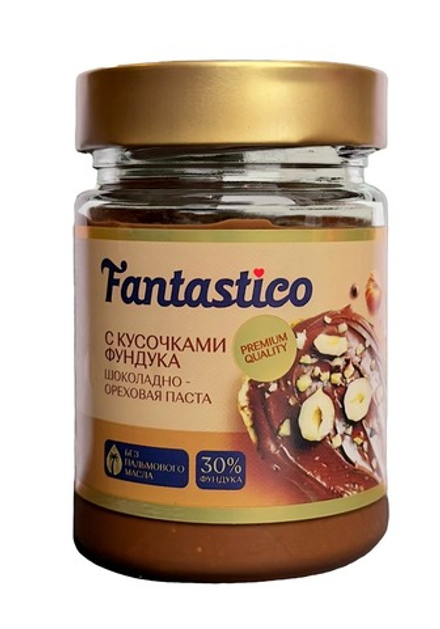 Fantastico Premium шоколадно- ореховая паста с кусочками фундука 300гр