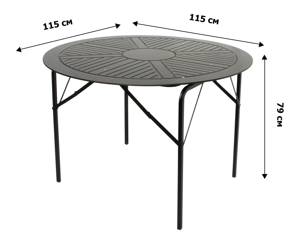 Стол к набору Комплект Агро Бистро арт.КА6266 круглый (каркас черный, столешница коричневая)