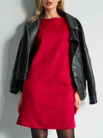 Платье сарафан офисное замшевое А силуэт с лампасами