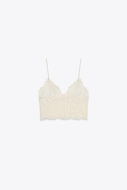 ZARA УКОРОЧЕННЫЙ ТОП С ВЫШИВКОЙ, ЭКРЮ