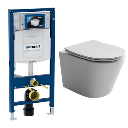 Комплект подвесной безободковый унитаз Ceramica Nova Balearica CN6000MW белый матовый с сиденьем микролифт + инсталляция Geberit Duofix UP320 111.300.00.5
