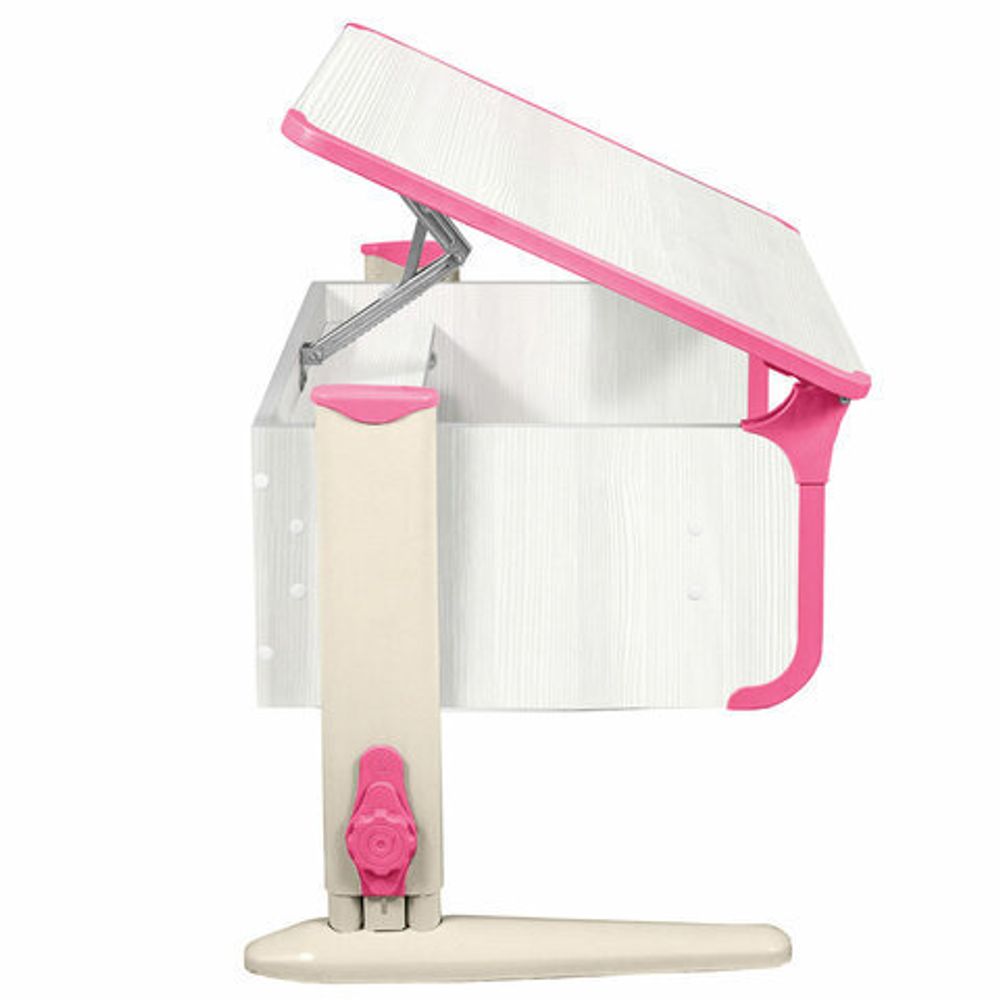 Стол-парта регулируемый "ДЭМИ" СУТ.43, 1000х550х530-815 мм, бежевый каркас, пластик розовый, рамух белый (КОМПЛЕКТ)