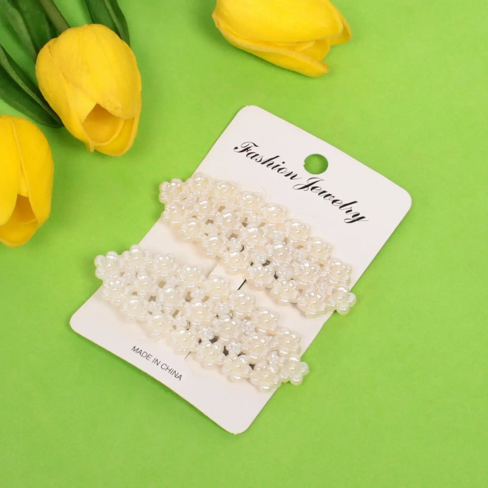 Зажимы для волос 2шт «New collection - Melissa», розочки, овал, цвет белый, 8*2,5см