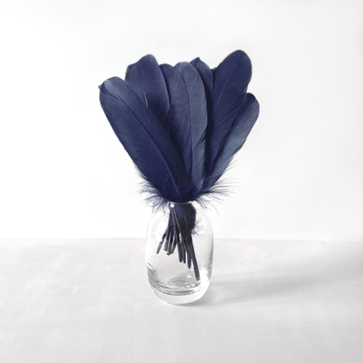 Гусиные перья темно-синие ровные 20шт.