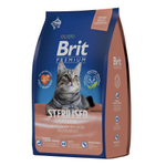 Сухой корм для стерилизованных кошек BRIT PREMIUM с лососем и курицей "Cat Sterilised Salmon&Chicken", 0.8кг