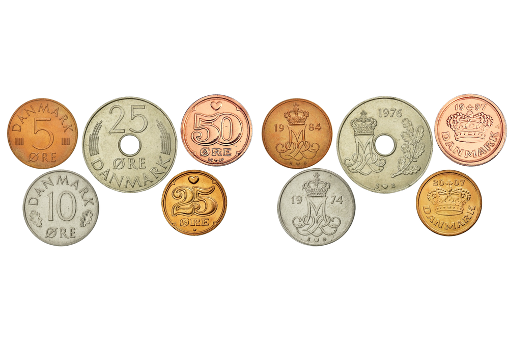 Дания 1973-2024 5 монет Эре Королевы Маргрете II XF