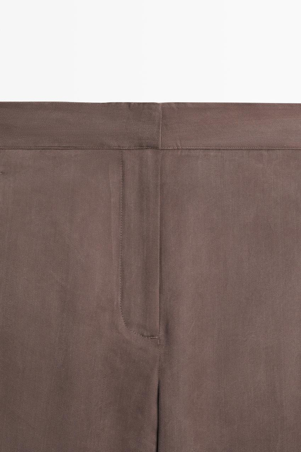 Massimo Dutti Струящиеся брюки с пуговицами по низу, сливовый