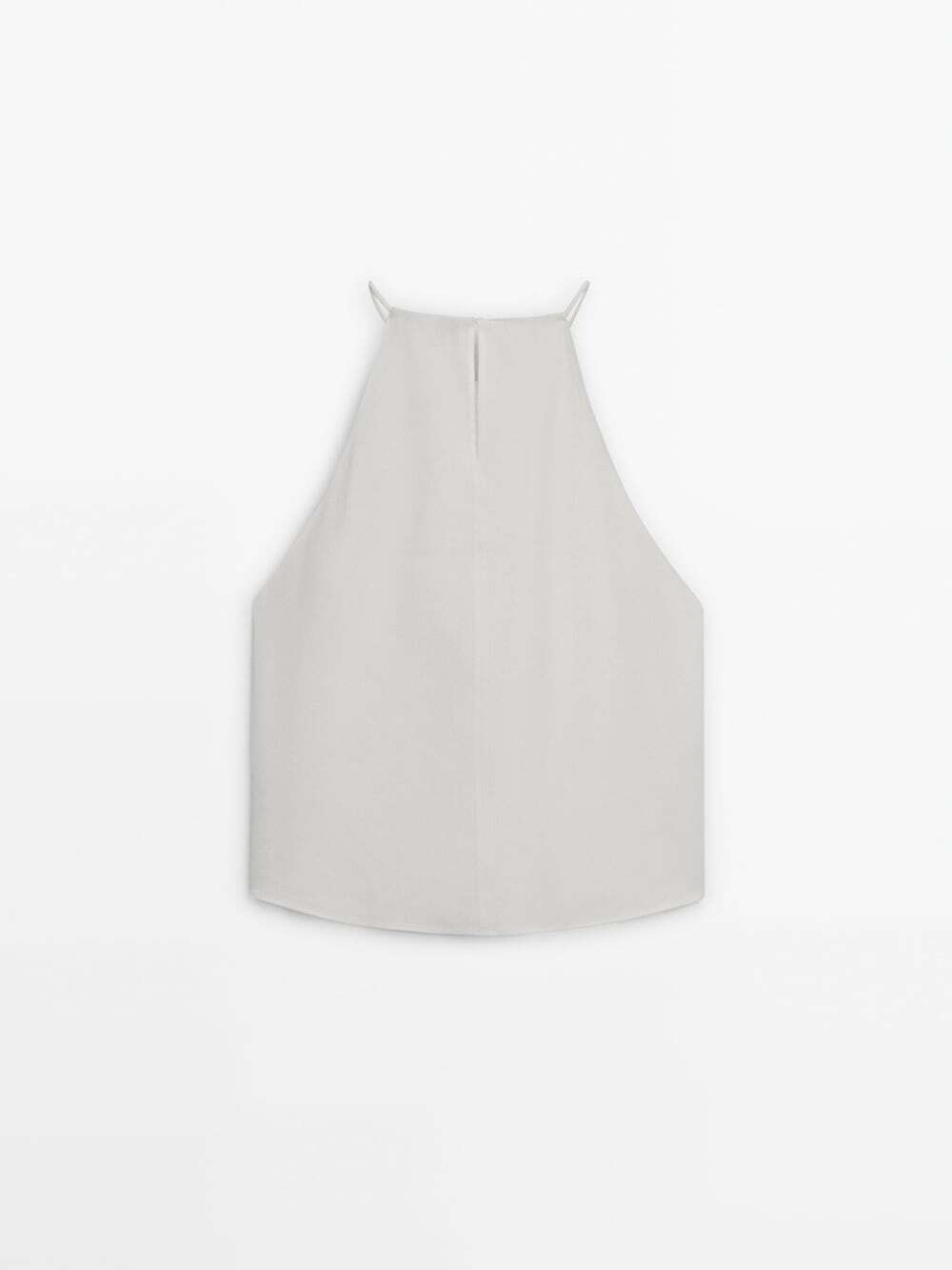 Massimo Dutti Короткий топ из льняной смеси, кремовый