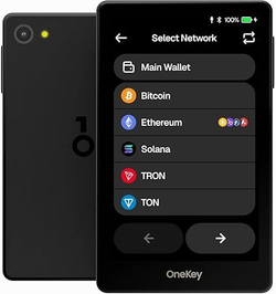 OneKey Pro Cold Wallet — Премиальное автономное хранилище для криптоактивов с 4× чипами EAL6+, сенсорным экраном 3.5”, разблокировкой по отпечатку пальца и поддержкой 5500+ монет, включая BTC и ETH (черный)