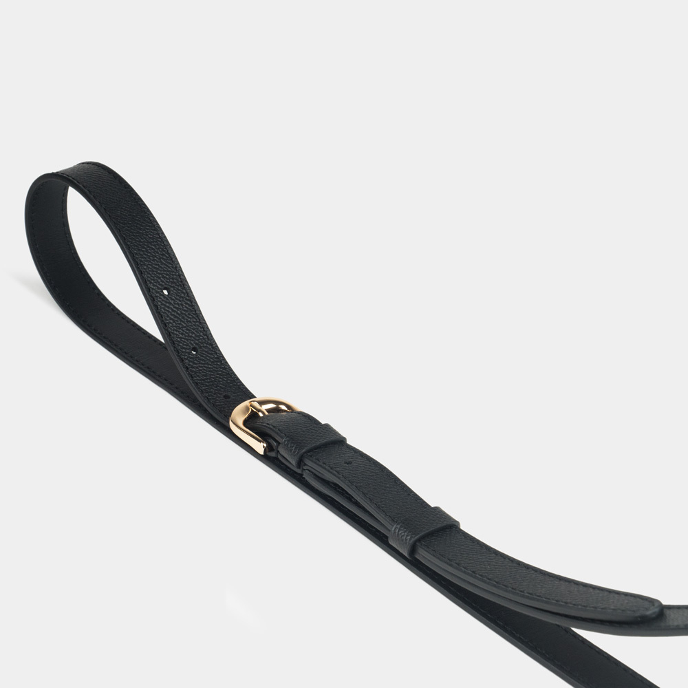 Ремень женский из натуральной кожи Safiano черного цвета ширина 20мм