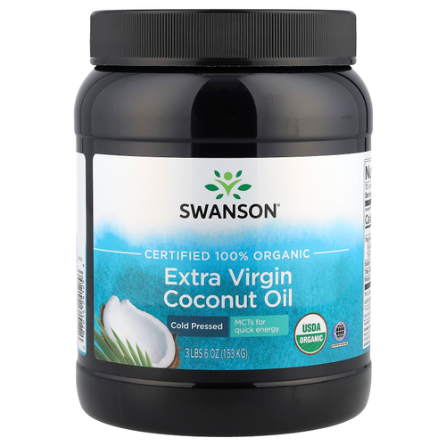 Swanson Vitamins, Сертифицированное 100% органическое кокосовое масло первого отжима, 1,53 кг (3 фунта 6 унций)