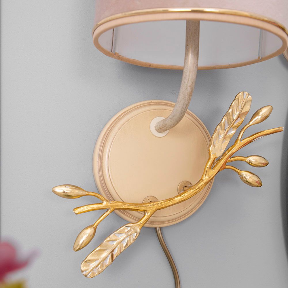 Бра настенный светильник Oliva Branch (Олива Бранч) правое Айвори Мраморное золото с абажуром Айвори