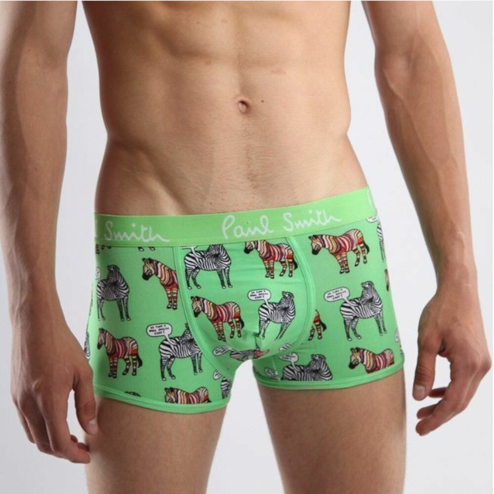 Мужские трусы боксеры зеленые с зеброй Paul Smith Green