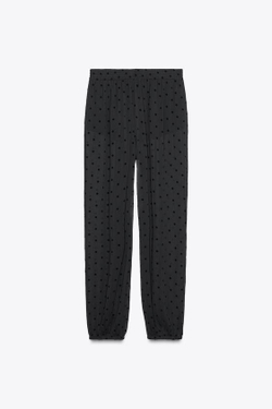 ZARA БРЮКИ-ШАРОВАРЫ В ГОРОШЕК, ЧЕРНЫЙ