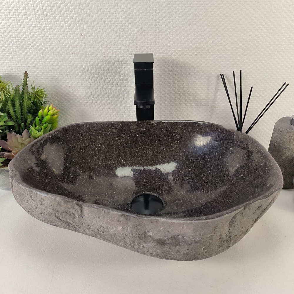 Каменная раковина из речного камня RS-05396 (47*36*15) 0861 из натурального камня