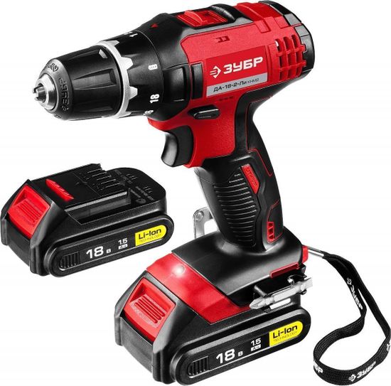 Шуруповерт аккумуляторный ЗУБР ДА-18-2-Ли КНМ2, 2 скорости, 18 В