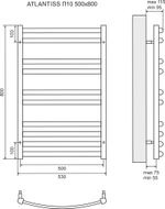 Полотенцесушитель электрический Lemark Atlantiss П10 LM32810REBL 500x800, левый/правый, черный