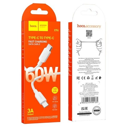 Кабель TypeC - TypeC HOCO X96 60W (белый) 1м