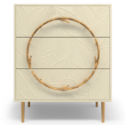 Комод Арт Колор leaves Стайл Голд с 3 ящиками Серый шелк