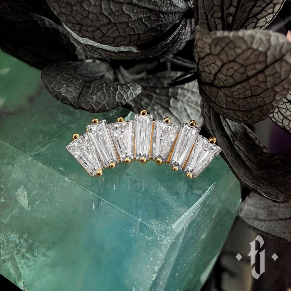 Кластер "Diadem" - Желтое золото - White CZ