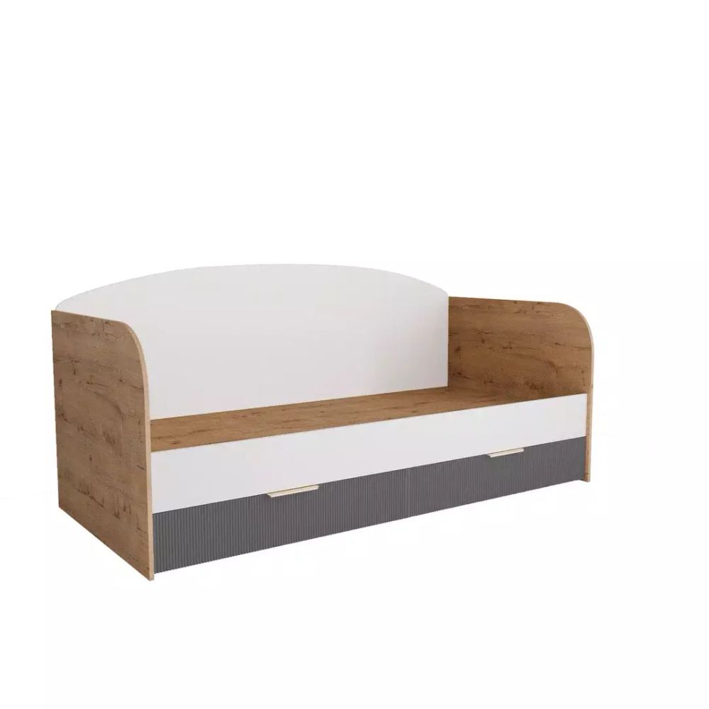 Кровать «Лавис» ДКД 2000.1 (дуб бунратти/белый софт), ЛДСП\МДФ, ДСВ Мебель